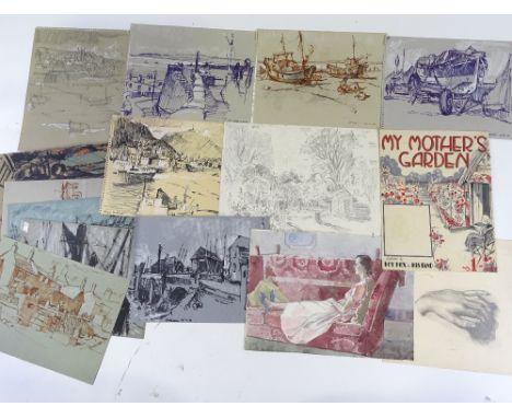 Malcolm Rogers, large collection of sketch books, watercolours, loose sketches, publicity letters, and book 