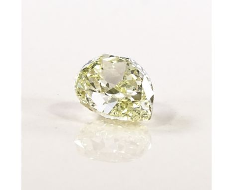 A GIA certified unmounted 1.16ct fancy light yellow pear modified brilliant-cut diamond, diamond measures 7.16mm x 5.56mm x 3