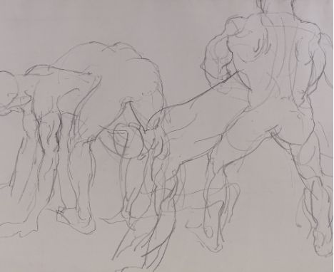 Stuart Pearson Wright, pencil sketch, life study, signed with monogram, 16" x 22", framed 