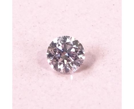 A GIA certified unmounted 0.19ct very light pink round brilliant-cut diamond, diamond measures 3.53mm x 3.55mm x 2.37mm, with