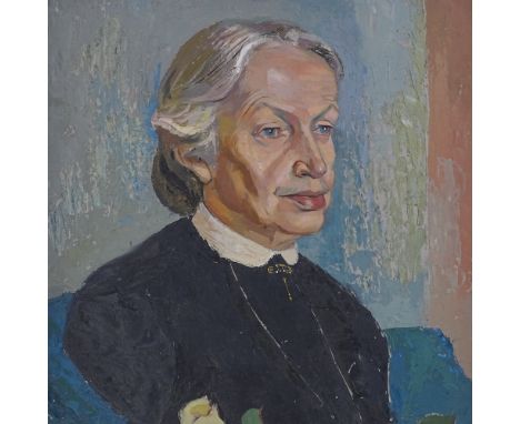 Mid-20th century oil on board, portrait of a woman, unsigned, 19" x 15", framed 