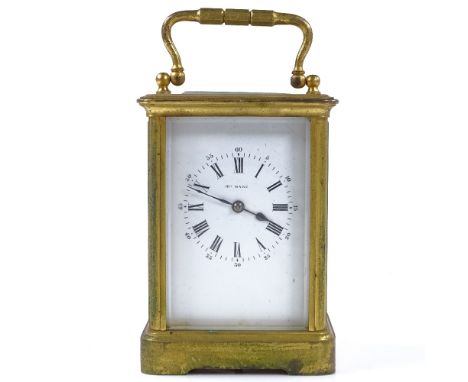 A French 8-day brass-cased carriage clock, by Henri Marc, striking on a gong, case height 13cm 