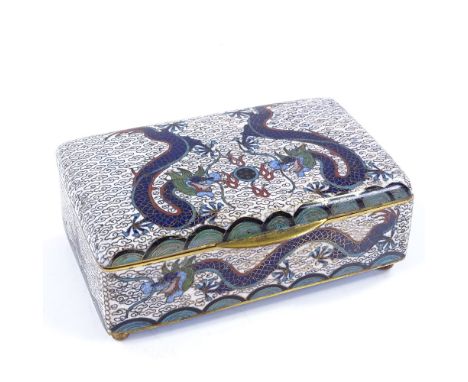 A Japanese cloisonne enamel dragon decorated trinket box, width 11cm 