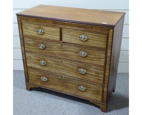 A 19th century mahogany chest of 3 long and 2 short drawers, on bracket feet, width 3'8", height 3'6" 