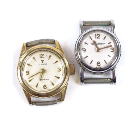 2 lady's Vintage wristwatch heads, including Jaeger Lecoultre and Tissot Seastar, largest case width 18mm, neither working (2