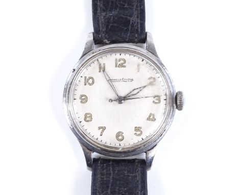 JAEGER LECOULTRE - a stainless steel mechanical wristwatch, luminous Arabic numerals, serial no. 388046, case no. 324949, cas