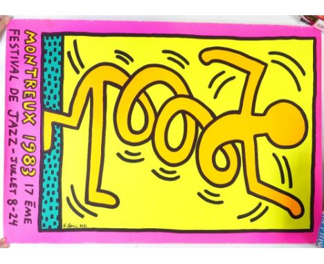 Keith Haring, original poster print for the Montreux 1983 Jazz Festival, signed in the image 
