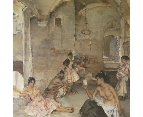 William Russell Flint, colour print, interior, signed in the plate, no. 94/850, image 19.5" x 27", mounted 