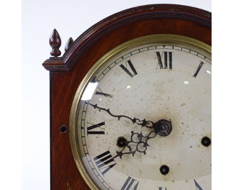 An Edwardian inlaid mahogany-cased dome-top mantel clock, painted dial with 8-day movement chiming on 4 gongs, height 40cm 