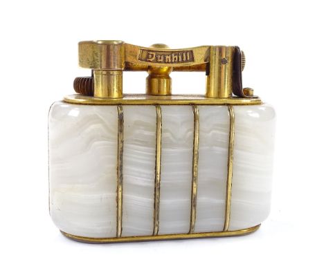 A Dunhill Little Giant onyx and gilt-metal table lighter, length 9cm 