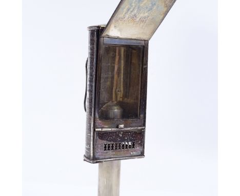 A 19th century electroplate coach candle lantern, height 22cm 