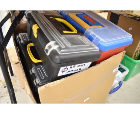 A selection of art bins and tool storage boxes