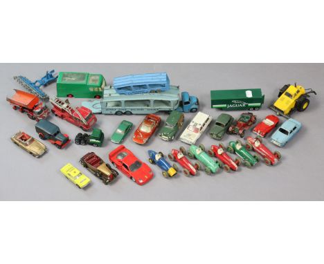 Six various Dinky die-cast scale model sports cars; together with approximately twenty various other die-cast scale model veh