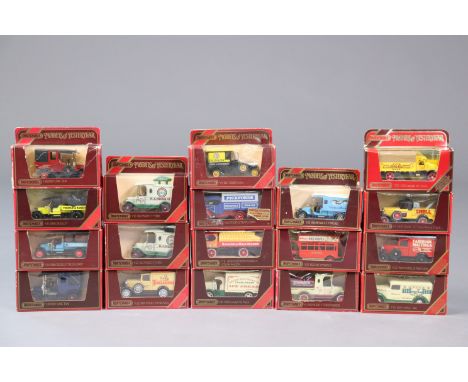 Eighteen Matchbox “Models of Yesteryear” die-cast scale model vehicles, each with window box. 