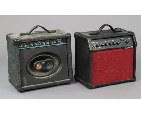 A Line 6 “Spider v20” practice amplifier; &amp; a Peavy “Rage 108” ditto.