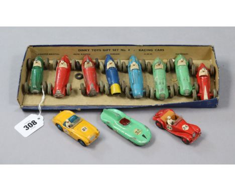 Eleven various Dinky die-cast scale model racing cars, all unboxed. 