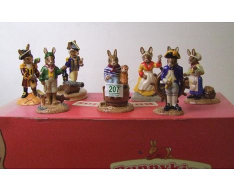 Royal Doulton Bunnykins figures from the Ship Mates collection comprising of Boatswain DB323, Captain DB319, Captain's Wife D