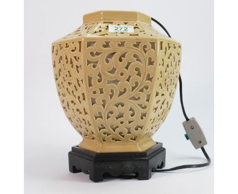 Reticulated Chinese Type Table Lamp and Stand: height  27cm 