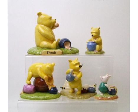 Royal Doulton Winnie the Pooh figures: Pooh began to eat WP28, Piglet and the honeypot WP29, All the flowers are waking up WP