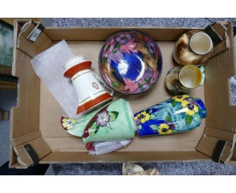 A collection of H&amp;K Tuntsall floral decorated vases bowls &amp; jugs: hairline noted to fruit bowl 