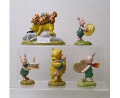 Royal Doulton Winnie the Pooh figures: A big noise for a little Piglet, Who's cake? Pooh's cake? WP45, With love, A sleepy da