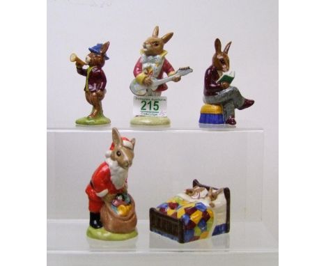 Royal Doulton Bunnykins figures to include: DB11 Rise and Shine, DB14 Grandpa's Story, DB15 Sleepy Time, DB16 Mr Bunnybeat 'S