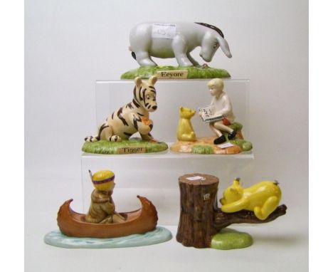 Royal Doulton Winnie the Pooh figures: Eeyore nose to the ground WP25, It's honey all the way down WP61, Tigger loves tigger 