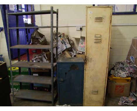 Mid Century Floor Standing Steel Industrial Locker: similar smaller item &amp; shelving unit(3) 