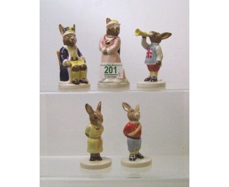 Royal Doulton Bunnykins figures to include:The Royal Family comprising King John DB91, Queen Sophie DB92, Princess Beatrice D