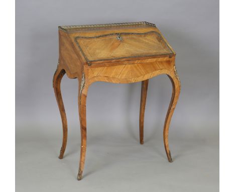 A late 19th century Louis XV style kingwood and gilt metal mounted lady's bureau, height 92cm, width 73cm, depth 46cm.Buyer’s
