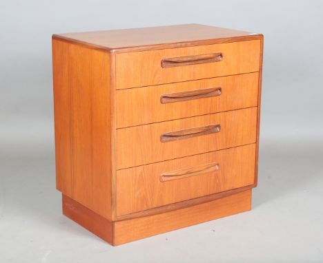 A mid-20th century G-Plan teak chest of four drawers, height 76cm, width 72cm, depth 45cm.Buyer’s Premium 29.4% (including VA