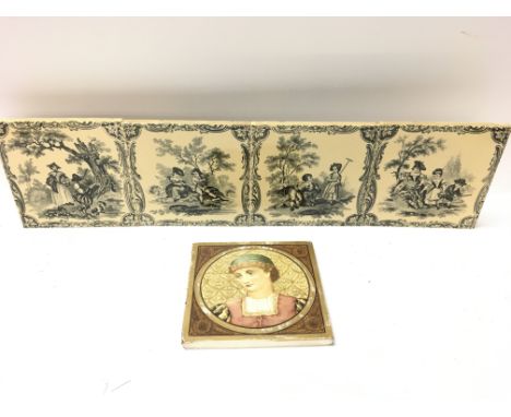 A set of Victorian tiles including Minton and a portrait tile. 15.5cmx15.5cm Postage category D