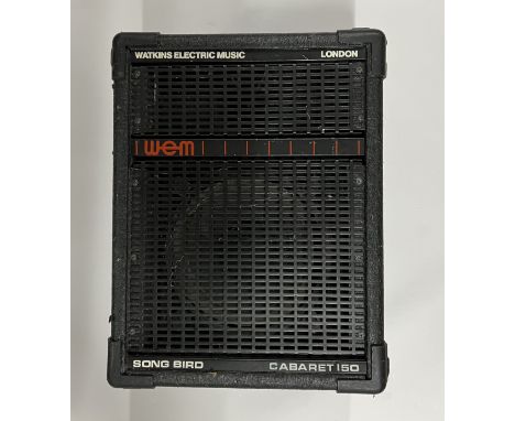 WEM Speaker in fair condition plus a collection of music stands. Shipping category D.