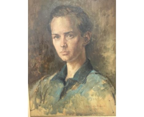 A Quality framed oil painting on canvas portrait of a young man signed Alan Sutherland dated 64. 60cm wide 75cm high