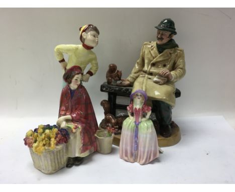 A Collection of four figurines including Royal Worcester Tuesdays child .