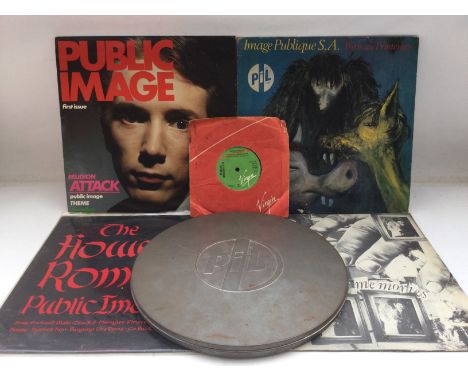 Four PiL LPs comprising 'Metal Box', 'First Issue', 'The Flowers Of Romance' and 'Paris Au Printemps' plus a 12inch and a 7in
