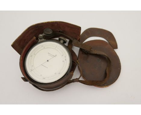 Dolland, London, surveyor's barometer, the dial signed, 11cm diameter, with a side eyepiece, within original leather carrying