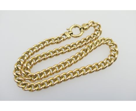 Italian 9ct gold curb link choker necklace, large spring ring catch, 16mm diameter, length approx. 44.5cm, weight approx. 38.