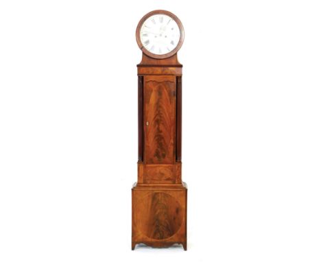 Late Regency mahogany and inlaid eight day longcase clock, signed 'Lowe & Sons, Chester', the circular painted dial with Roma