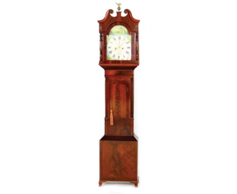 Mahogany eight day longcase clock by Vick of Stroud, circa 1820-40, having a swan neck pediment centred with an eagle and bal