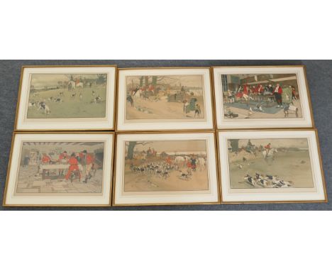 Cecil Charles Windsor Aldin (1870-1935), Series of six hunting scenes, chromolithographs, signed in pencil to the margin, 41.