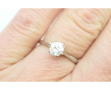 Diamond solitaire ring, the old brilliant cut stone of approx. 0.65ct, set in 18ct white gold, size M, gross weight approx. 2