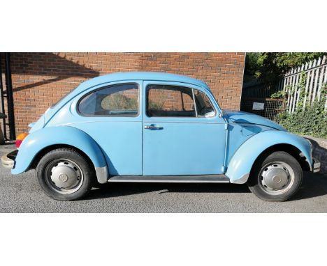 Classic Volkswagen 1200 Beetle, two door saloon in sky blue, petrol engine, 1192cc, registration number JTB 826P, mileage 86,