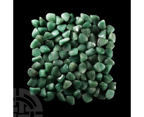 Of irregular sizes and shapes in light and darker green colour.  689 grams total, 23-32 mm (7/8 - 1 1/4 in.).Ex Mineral Impor
