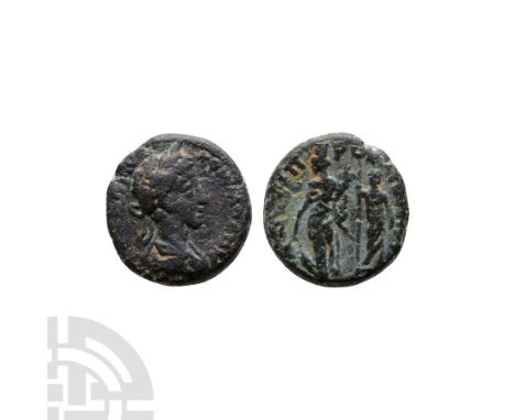 177-192 A.D. Decapolis mint. Obv: AVT K ? AV KOMMO?ON, laureate and draped bust right. Rev: ANT? ??OC?T? ?? ?E, on the left, 