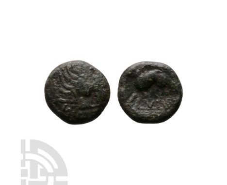 Circa 25 B.C.-10 A.D. Obv: bearded head right, verl before. Rev: sea horse left, sun ring above, viir and groundline below, p