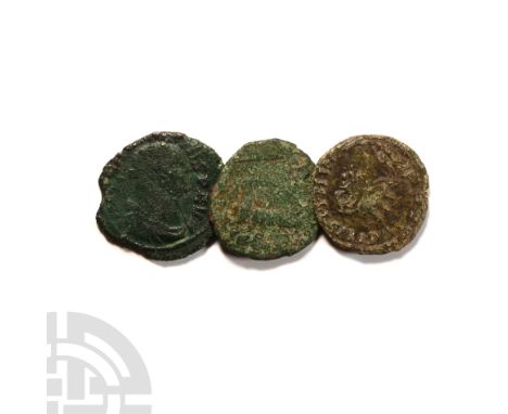 286-293 A.D. Group comprising: three bronze antoninianii of Carausius including reverse types with Moneta and Pax; various is