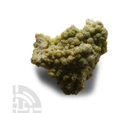Druse of light green crystals.  130 grams, 55 mm (2 1/8 in.).Collected in person from various parts of the world mainly betwe