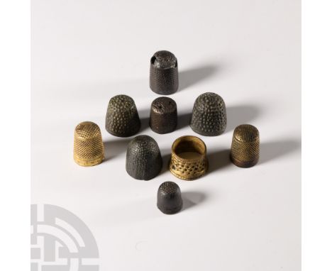 Circa 15th-19th century A.D. Mixed group including beehive and tailor's ring types.  42.9 grams total, 16-22 mm (5/8 - 7/8 in