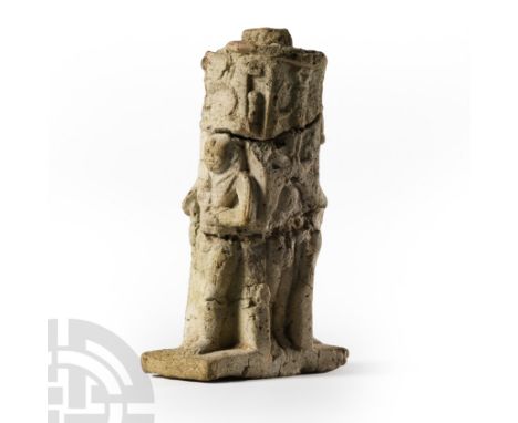 Late Period-Ptolemaic Period, 664-30 B.C. The large architectural amulet, rectangular in section with base and scarab finial;